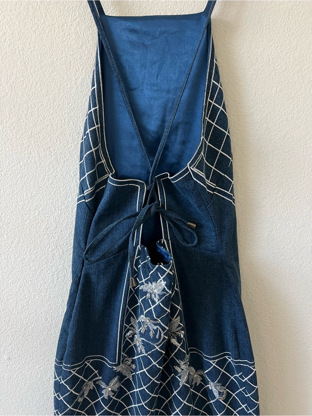NWT Karen Millen Beaded Embellished Denim Woven Halter Midi Dress US 6 - Picture 13 of 16